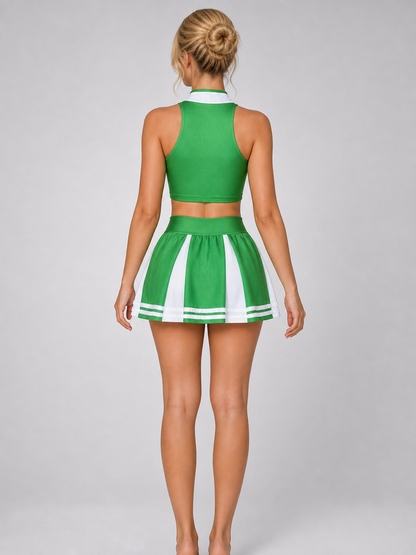 Cheerleading Costume: Striped Top and Skirt back view