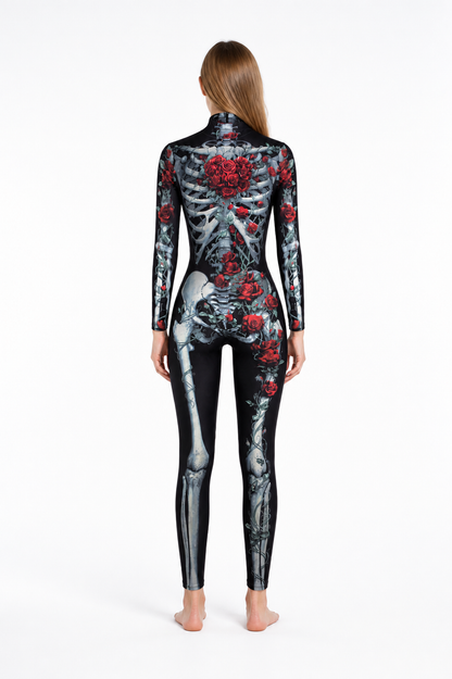 Skeleton Rose Bodysuit Costume for Cosplay back view