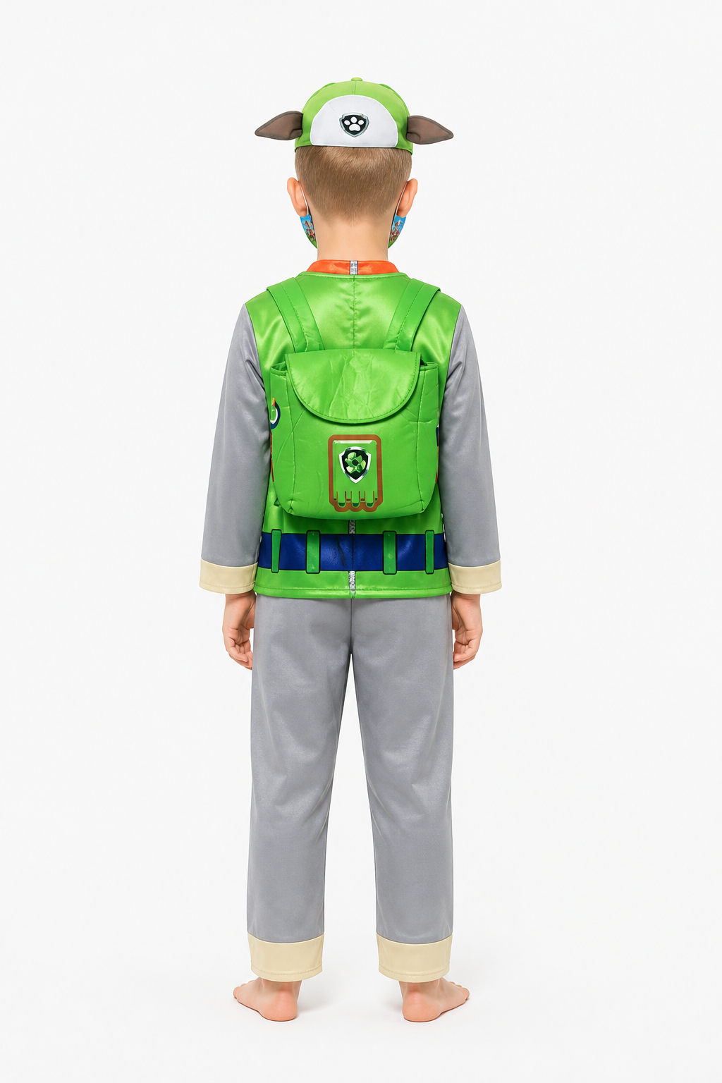 Paw Patrol Rocky Kids' Costume with Mask and Backpack back view