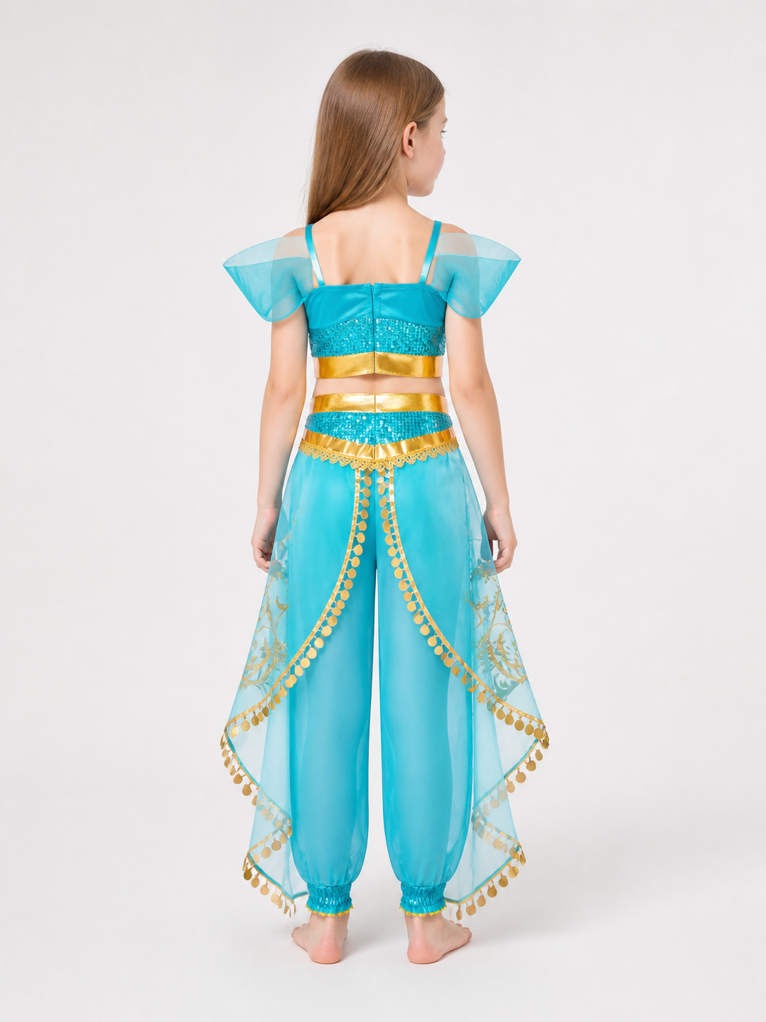 Blue and Gold Princess Costume Set back view