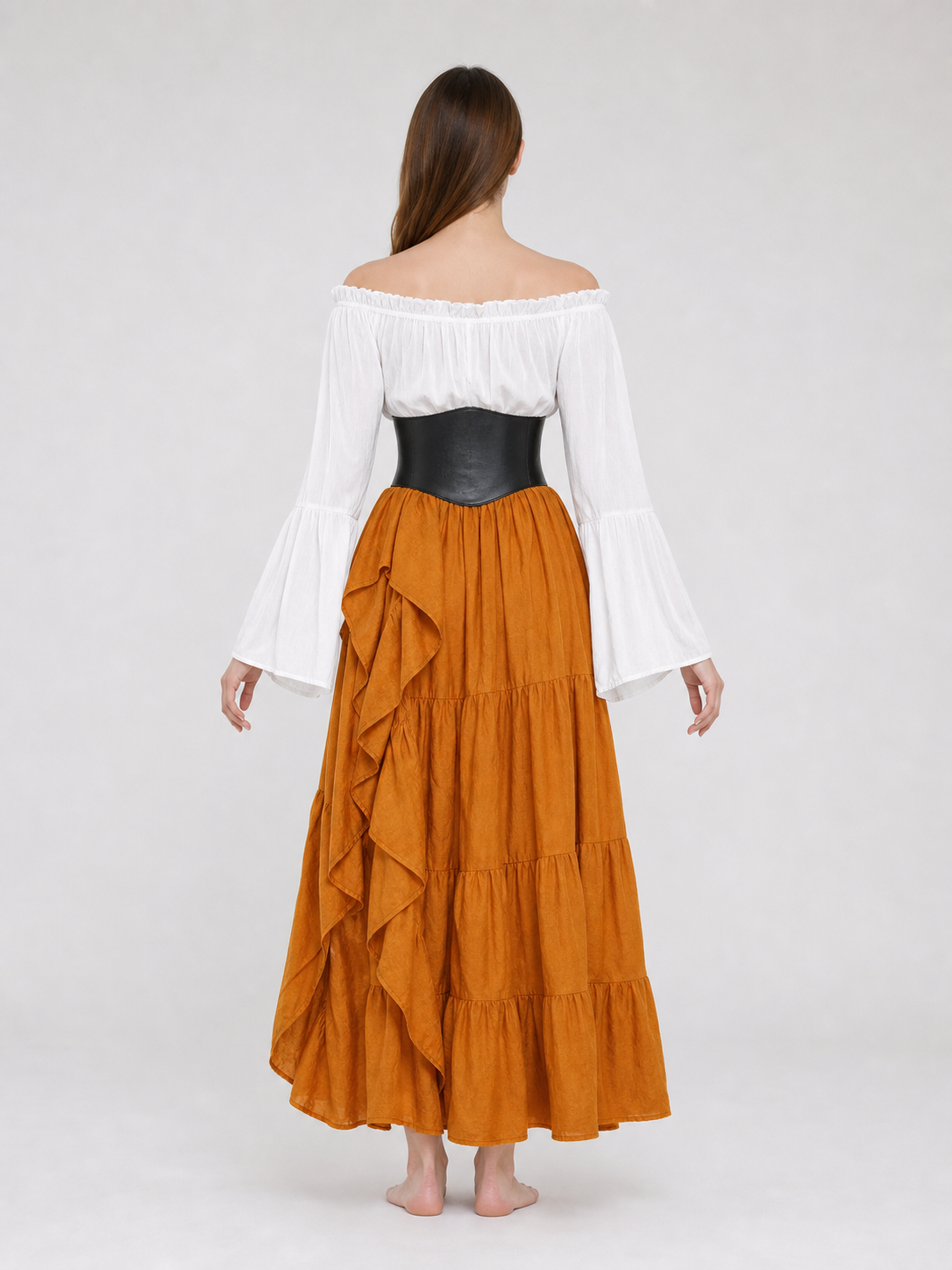 Renaissance-style corset dress for carnival back view 2