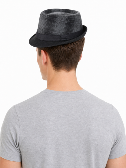 Men's Gray Plaid Carnival Fedora Hat