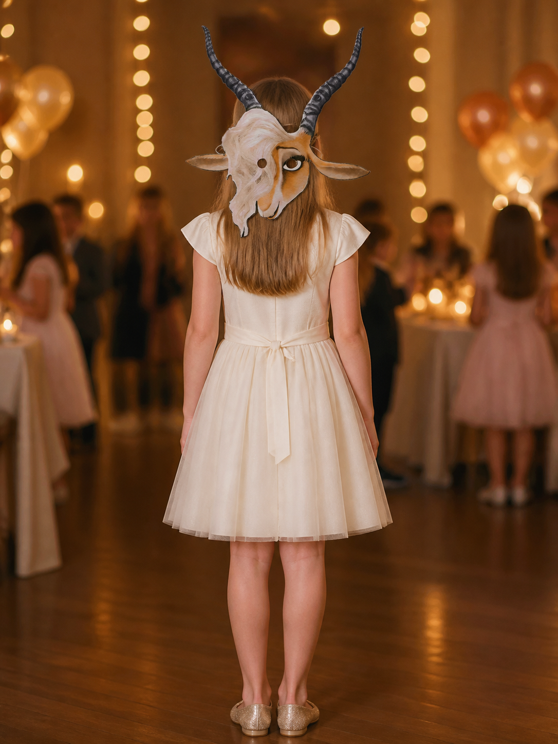 Carnival Mask with Horns and Ears for Halloween and Cosplay back view