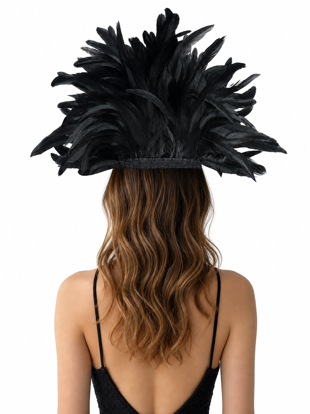 Carnival headpiece with black feathers