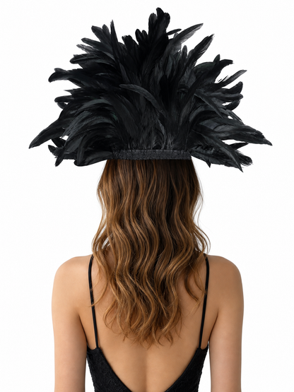 Carnival headpiece with black feathers