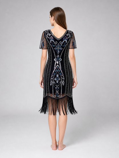 1920s-Style Sequin Dress with Fringe