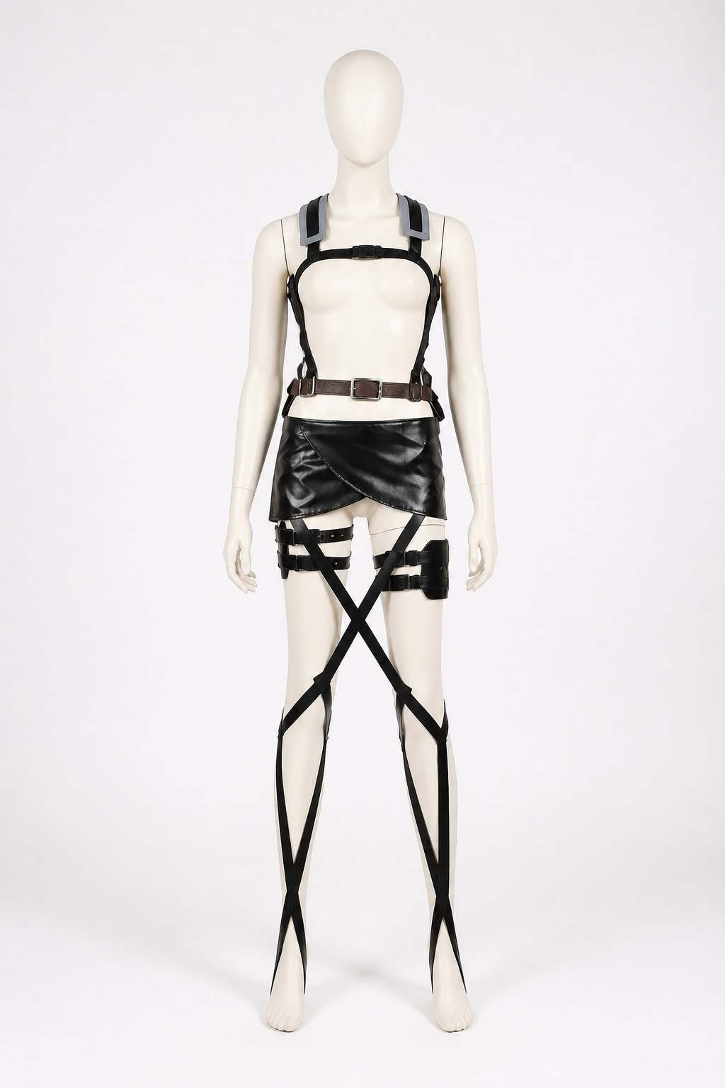 Attack on Titan Mikasa Cosplay Costume with Straps back view