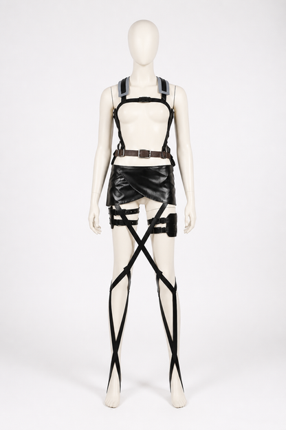 Attack on Titan Mikasa Cosplay Costume with Straps back view