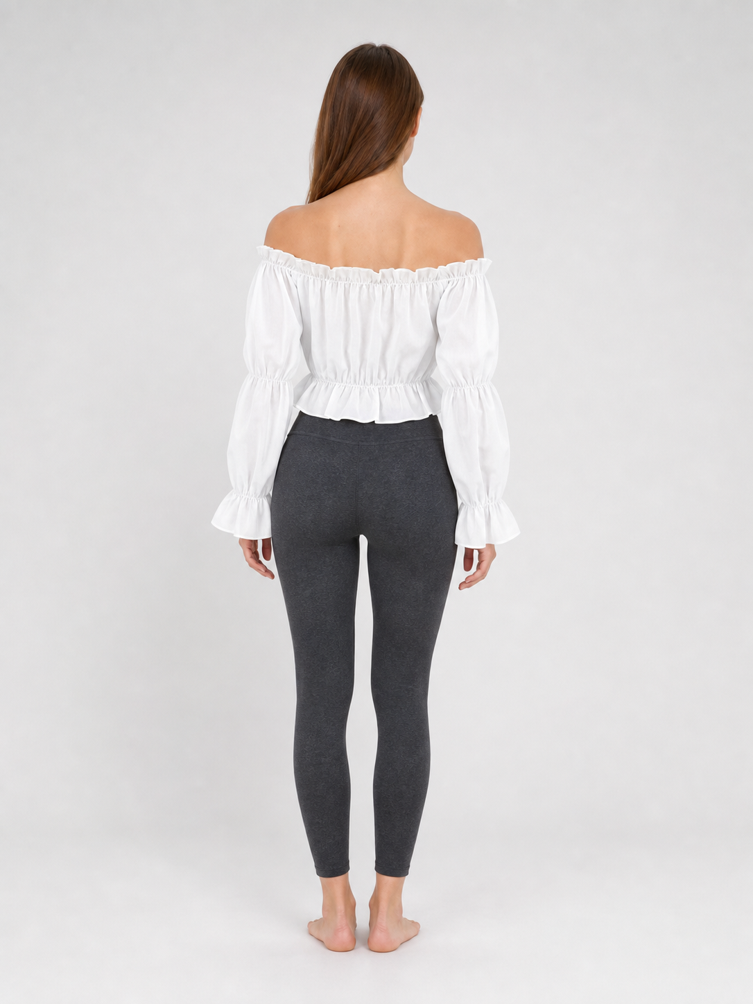 White Cropped Off-the-Shoulder Blouse