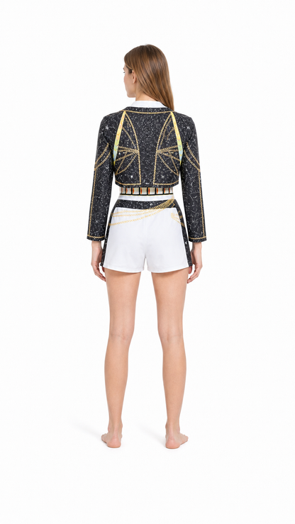 Three-Piece Stage Costume with Short Jacket back view