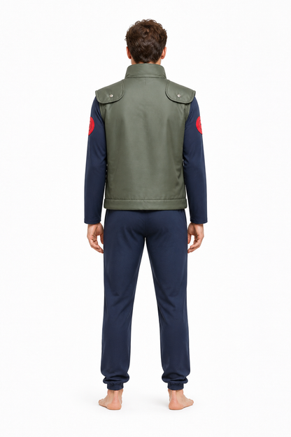 Kakashi Cosplay Costume with Vest and Pants back view