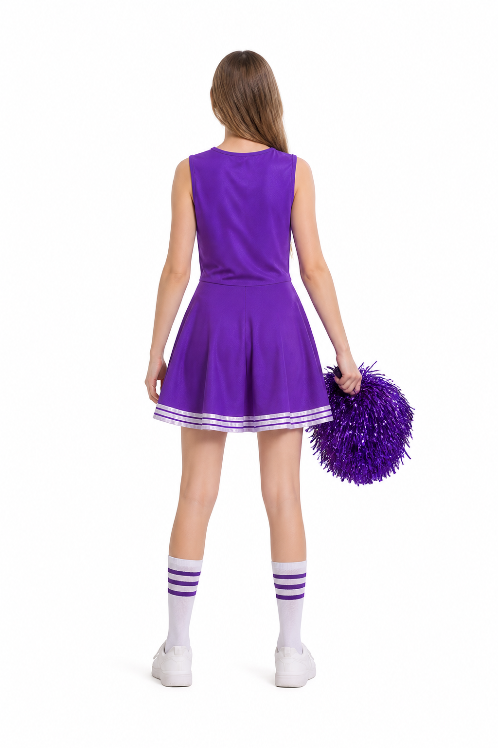 Sleeveless Cheerleading Dress with Pom-Pom back view