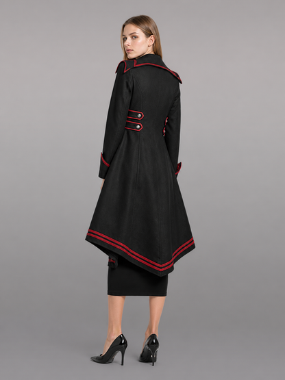 Black Carnival Cloak with Red Trim back view