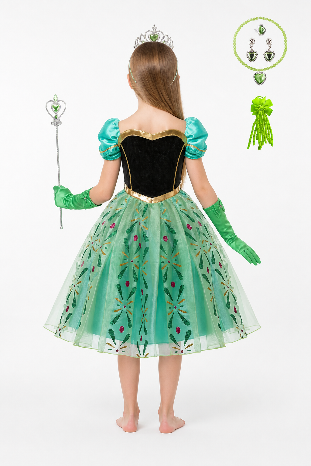 Princess Dress with Crown and Accessories back view