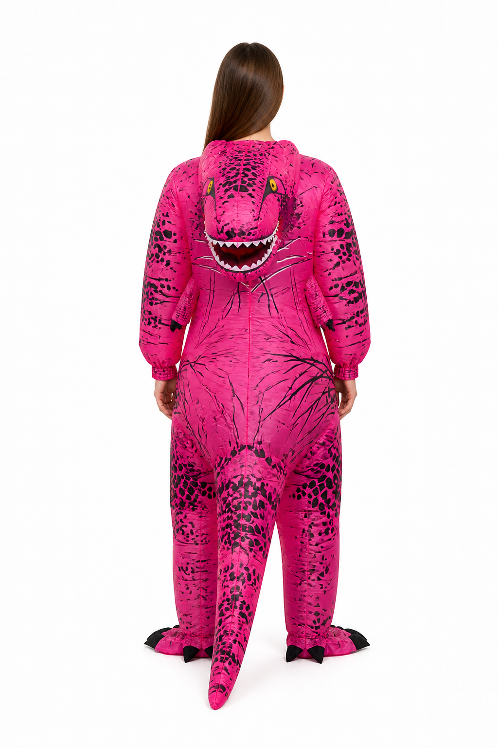 Pink Dinosaur Carnival Costume with a Long Tail back view