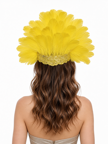 Carnival Mask with Yellow Feathers and Glitter