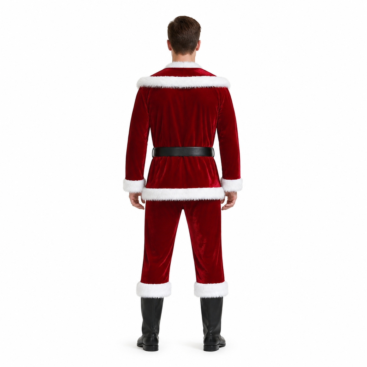 Santa Claus Costume with Red Top and Pants back view