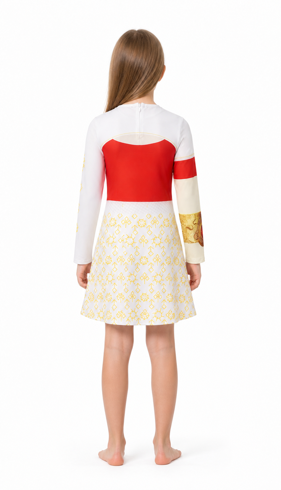 White Patterned Dress for Victor Cosplay from Zombie High School 4 back view