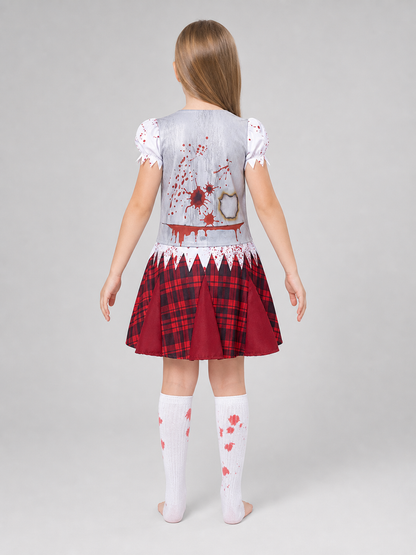 Zombie Costume: Top, Skirt, and Bow Tie