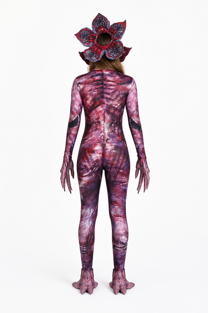 Carnivorous Flower Jumpsuit Costume with Hood and Claws back view