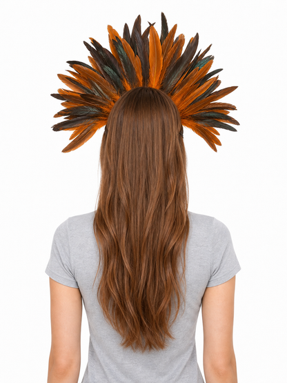Carnival Headpiece with Orange Feathers