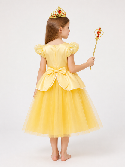 Princess Costume with Crown and Magic Wand back view