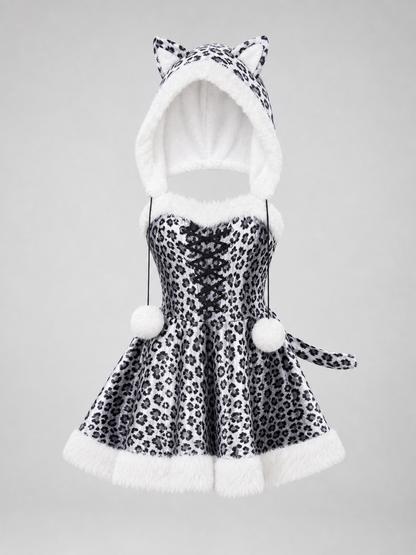 Leopard Costume Dress with Hood and Tail