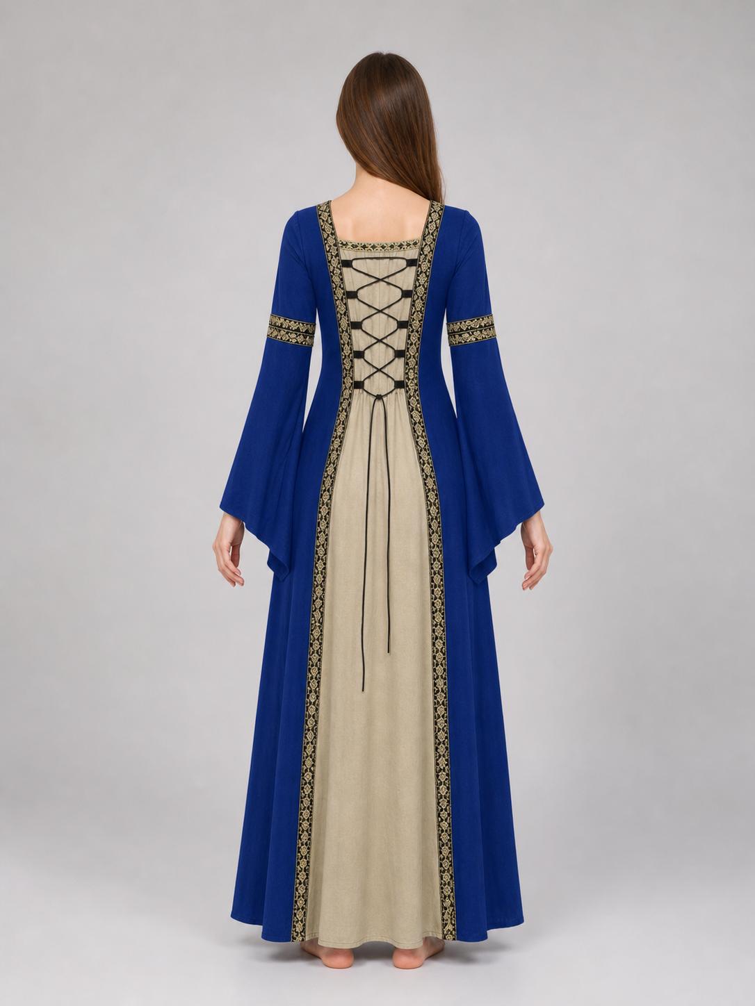 Long Medieval-Style Dress with Lacing
