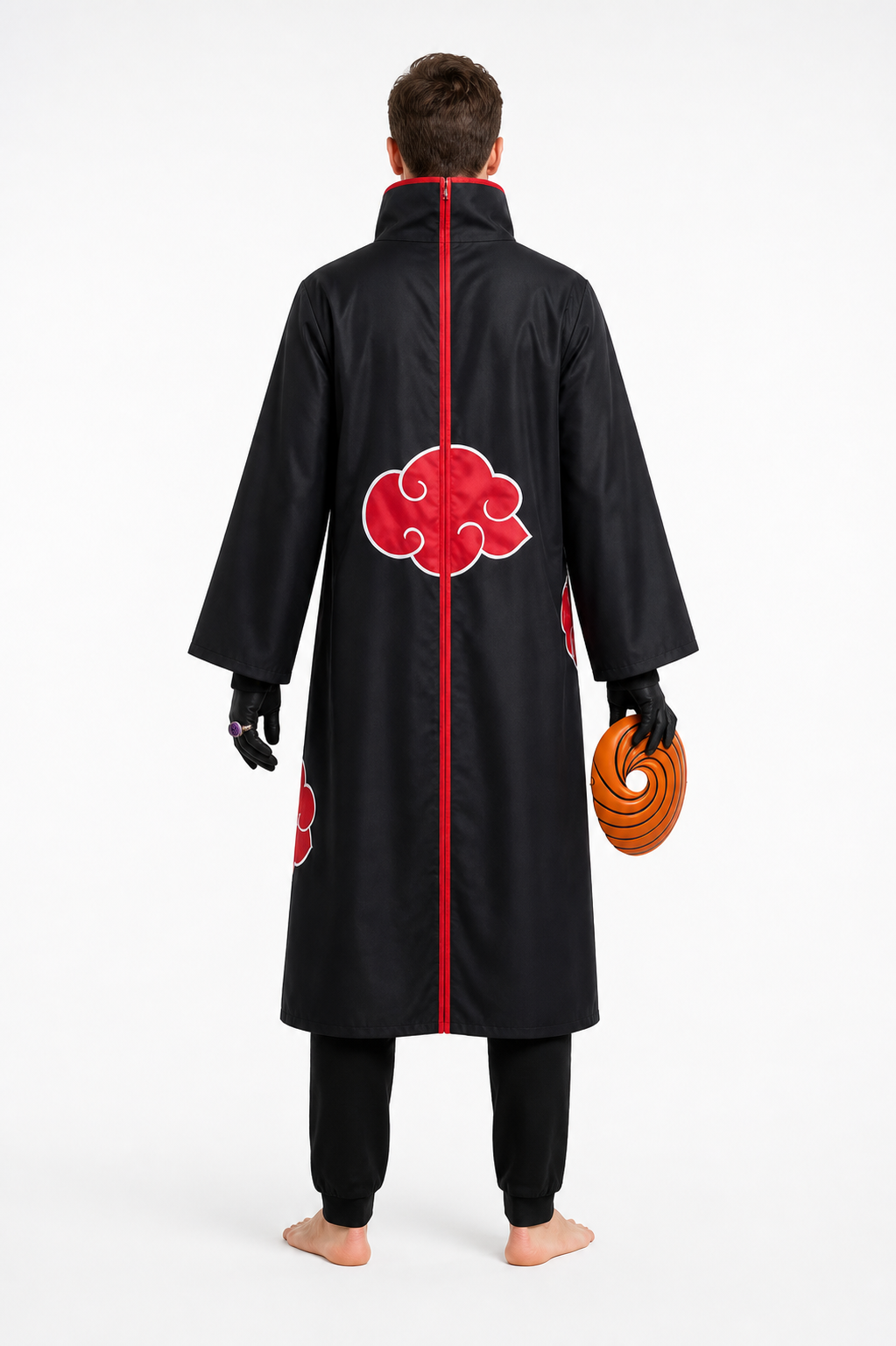 Naruto Akatsuki Tobi Costume with Mask and Ring back view