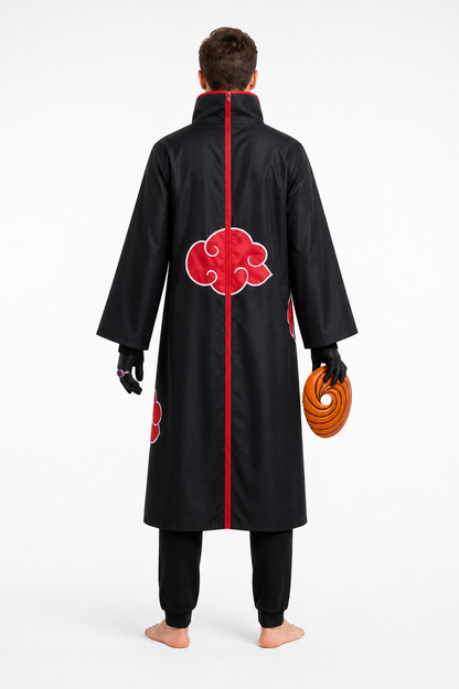 Naruto Akatsuki Tobi Costume with Mask and Ring back view