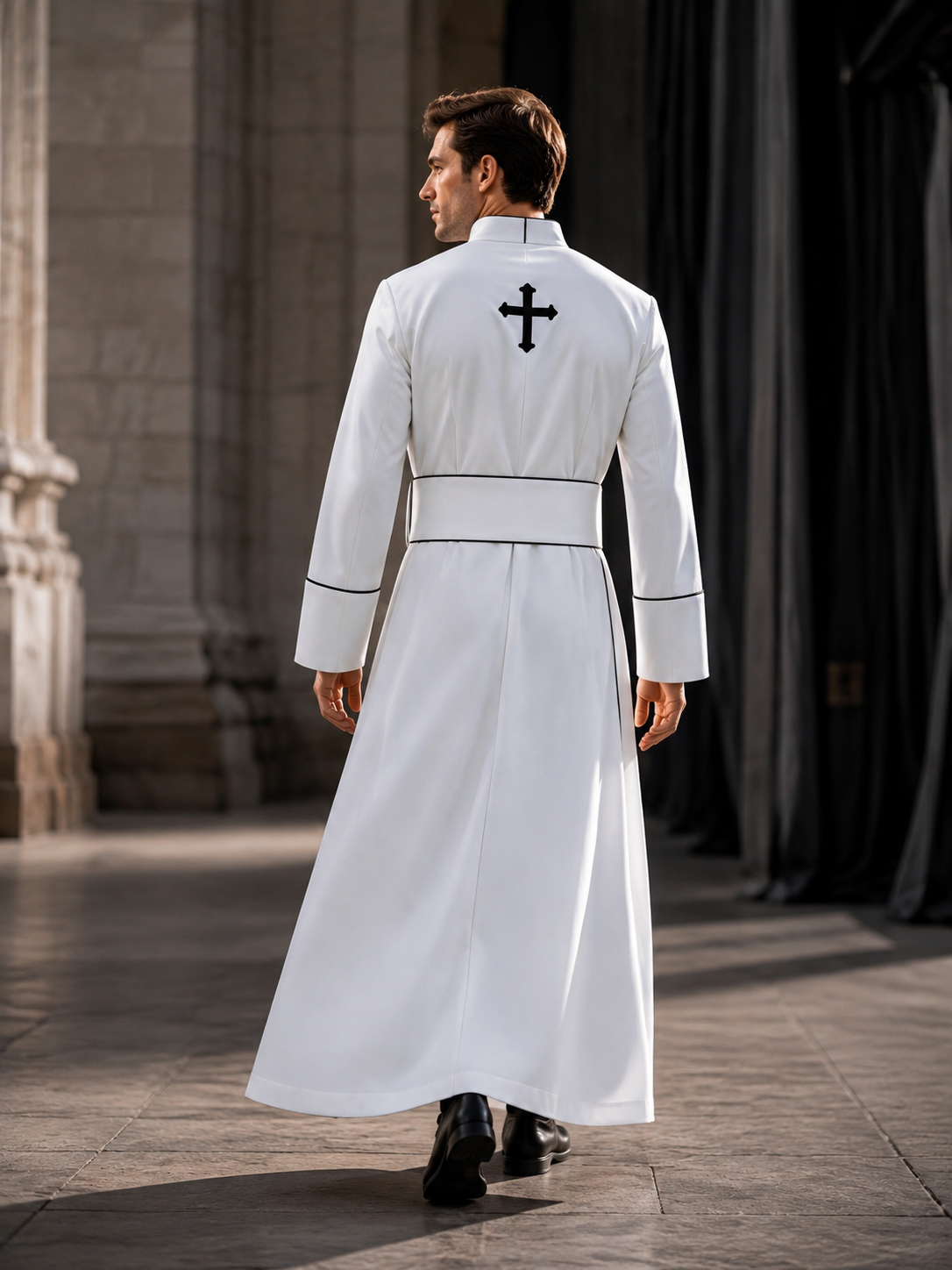 Gothic Stage Costume Coat with Belt for Cosplay back view