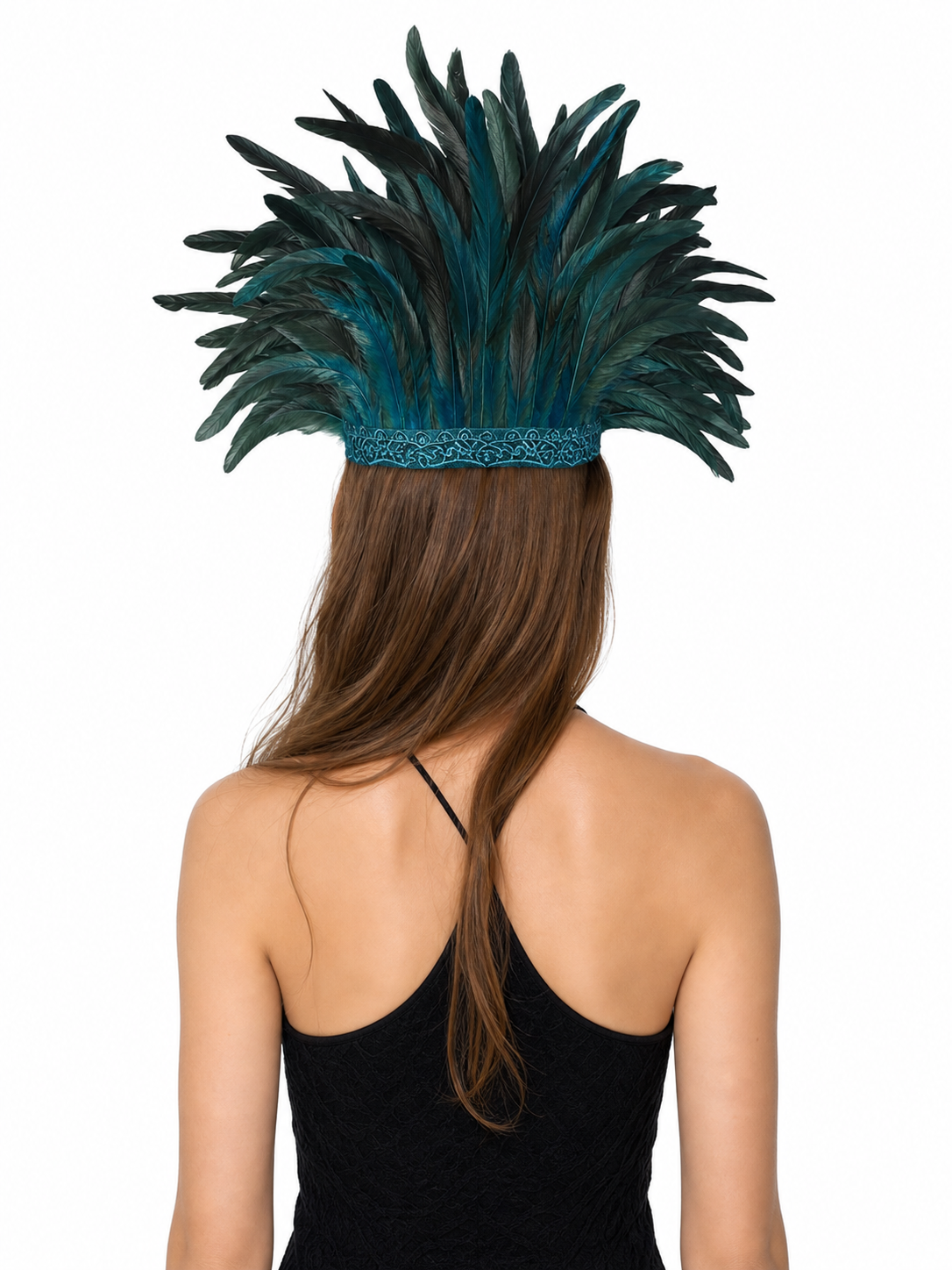 Carnival headpiece with feathers and a mask