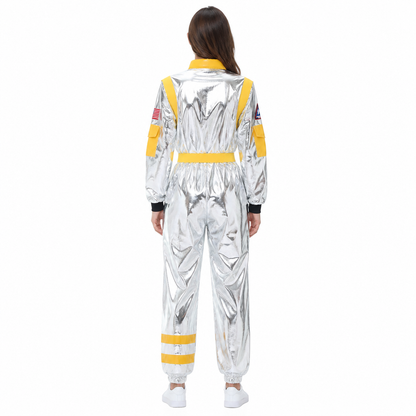Astronaut Jumpsuit with Emblems and Pockets back view
