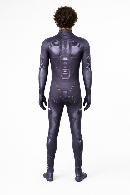 Dune Cosplay Jumpsuit with a High Collar back view
