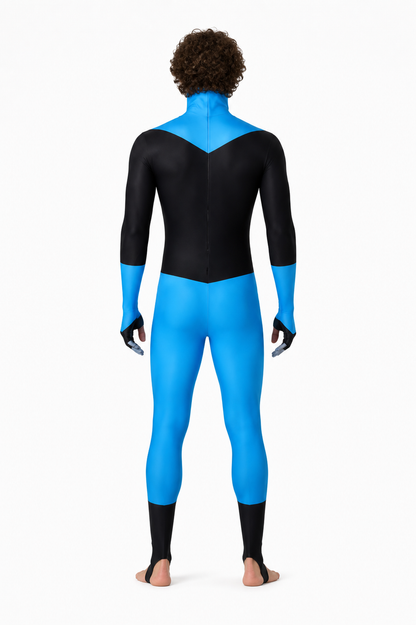 Hooded cosplay jumpsuit costume back view