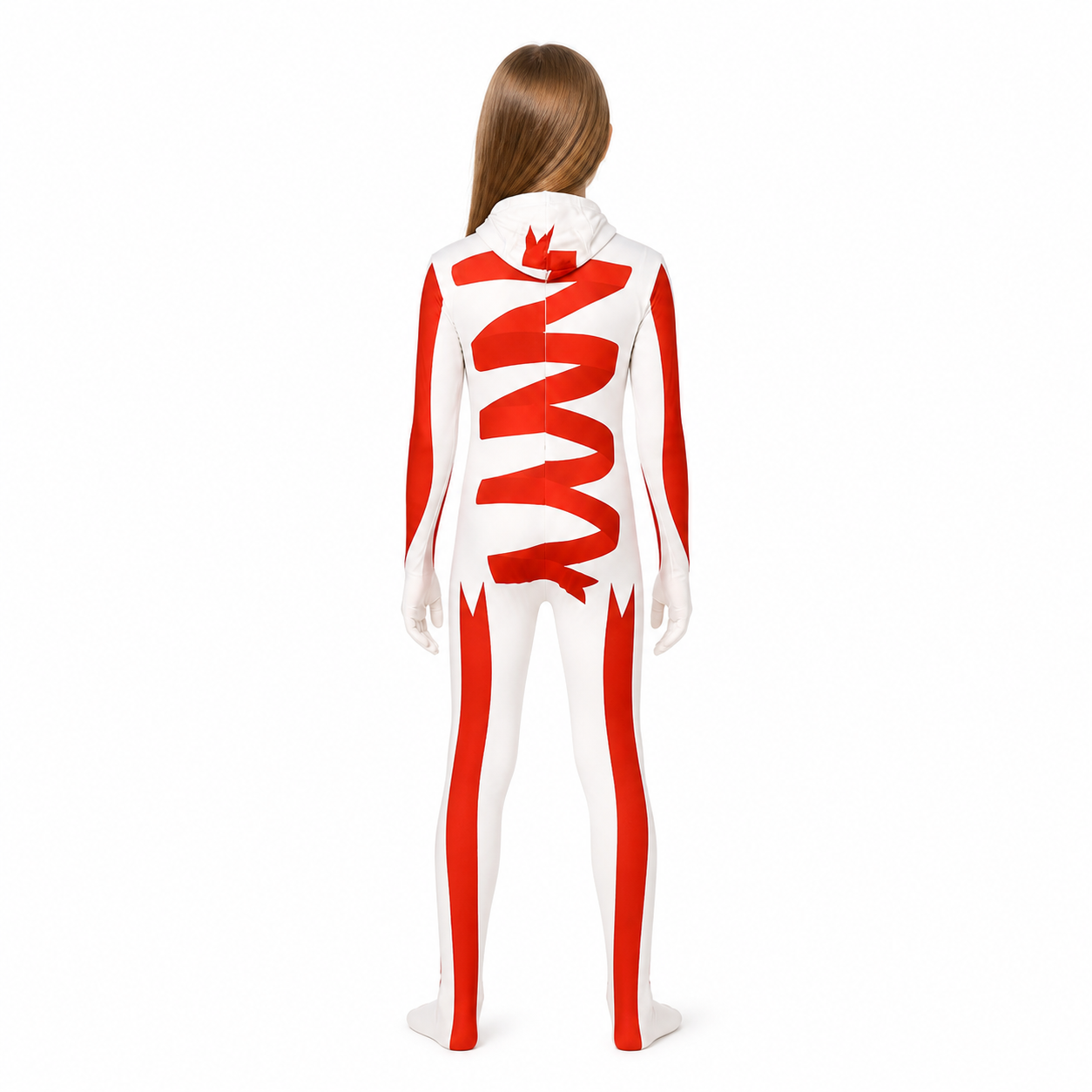 Clown Cosplay Jumpsuit with Mask and Red Stripes back view