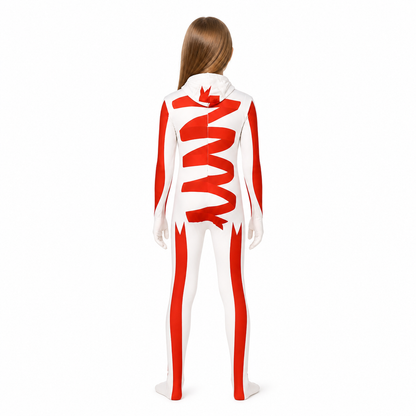 Clown Cosplay Jumpsuit with Mask and Red Stripes back view