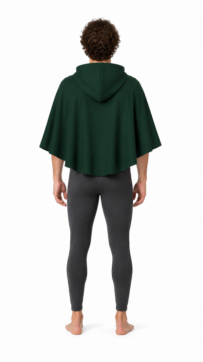 Short hooded cape with neck ties for cosplay back view