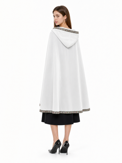White Medieval Hooded Costume Cloak