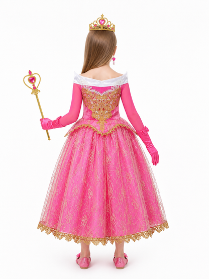 Aurora Princess Costume with Dress and Crown for Halloween back view