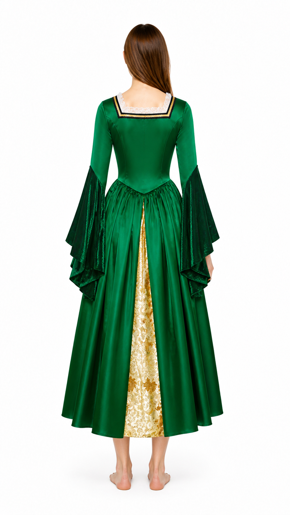 Tudor-Style Dress with a Square Neckline