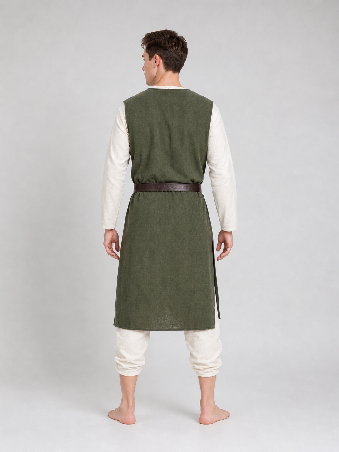 Green Cotton-Linen Sleeveless Tunic