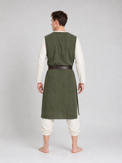 Green Cotton-Linen Sleeveless Tunic