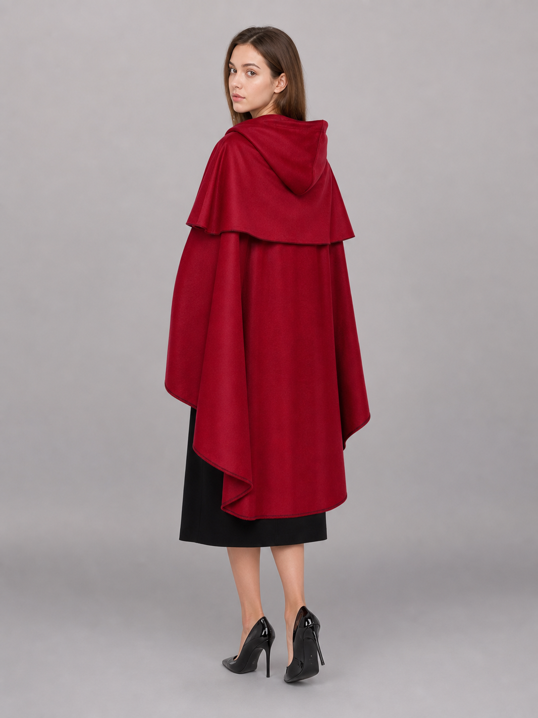 Burgundy hooded costume cloak for cosplay