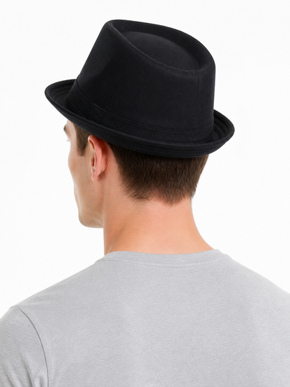 Black Wide-Brimmed Costume Fedora Hat