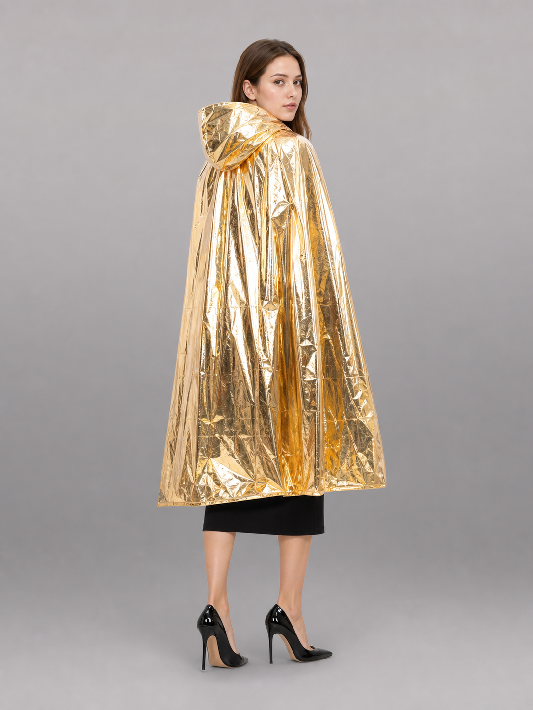 Gold Hooded Carnival Cloak for the Stage
