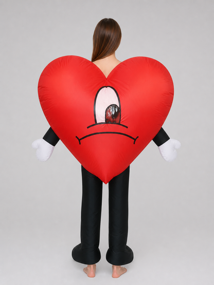Red Heart Plush Toy with a Sad Face