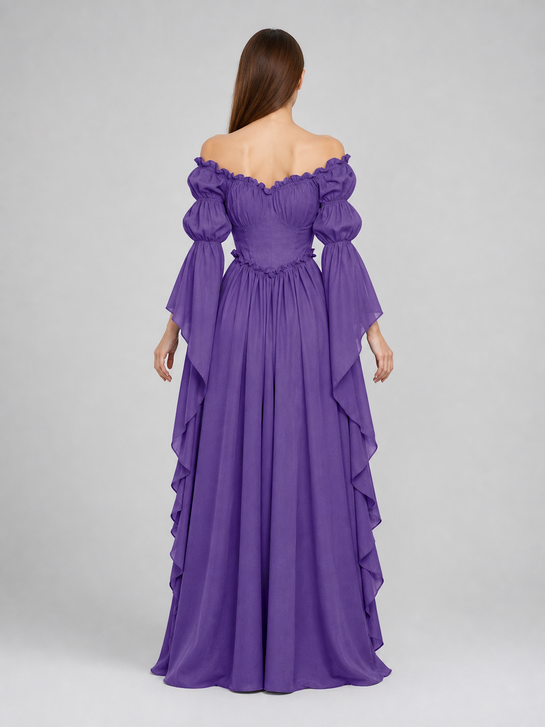 Purple Off-the-Shoulder Dress in a Historical Style