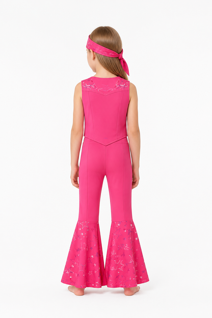 Kids' Costume with Vest and Star-Patterned Flare-Leg Pants