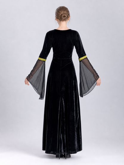 Witch Costume: Long Dress and Hat back view